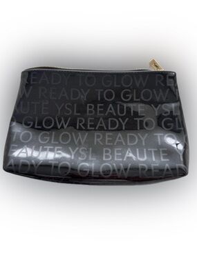 YSL Beauté Ready to Glow Makeup Bag Black Patent Cosmetic Pouch